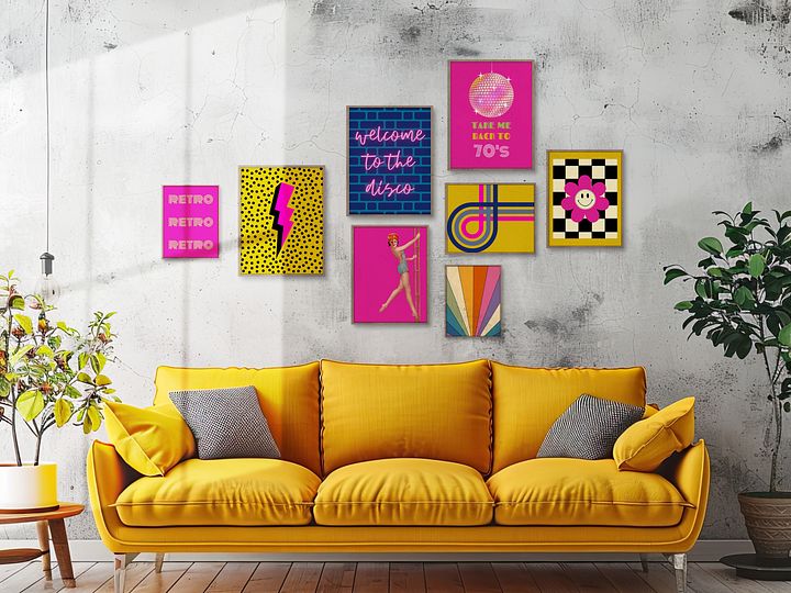 Disco Ball Retro Gallery Wall Set of 8 DIGITAL Prints product image (1)
