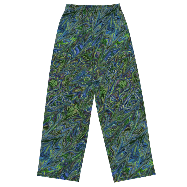 Blue Green liquid Marbling Wideleg Pants product image (1)