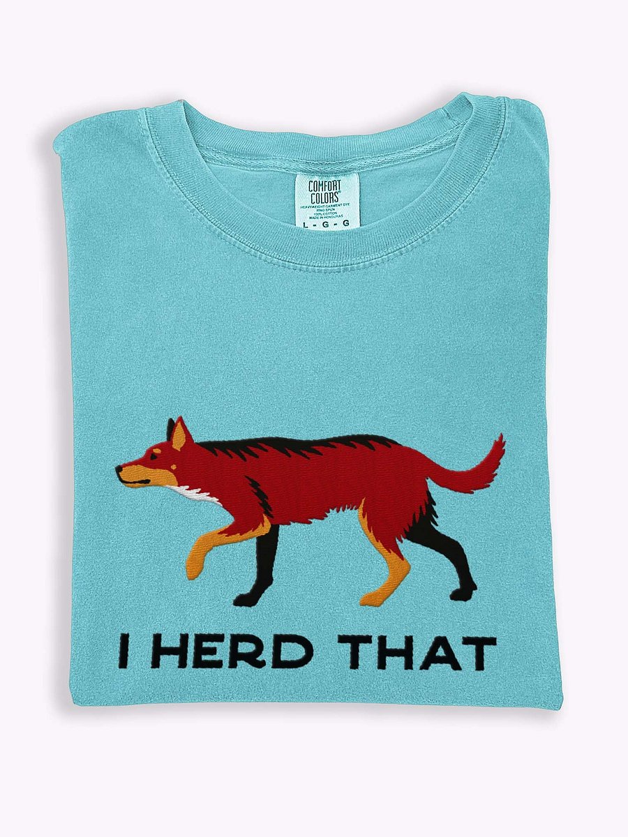 I Herd That T-Shirt(Embroidered) of an Australian Kelpie(Brown & Tan) product image (1)