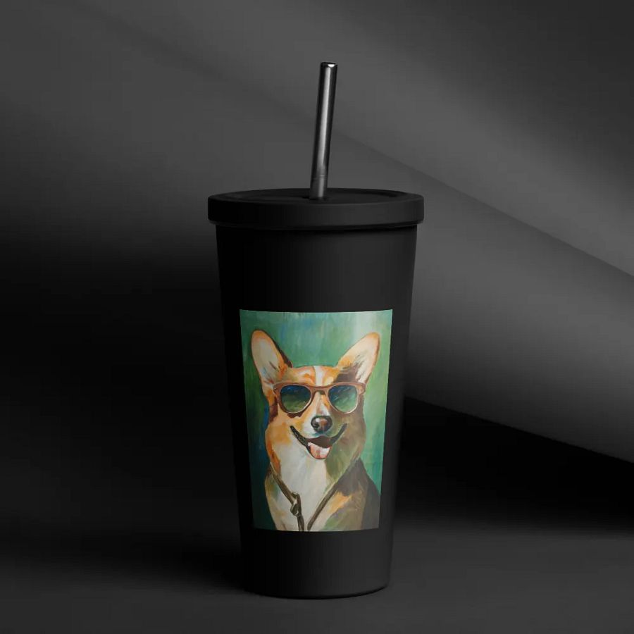 Cool Corgi Sunglasses Painting - dogPXL Artistic series Insulated Tumbler product image (1)
