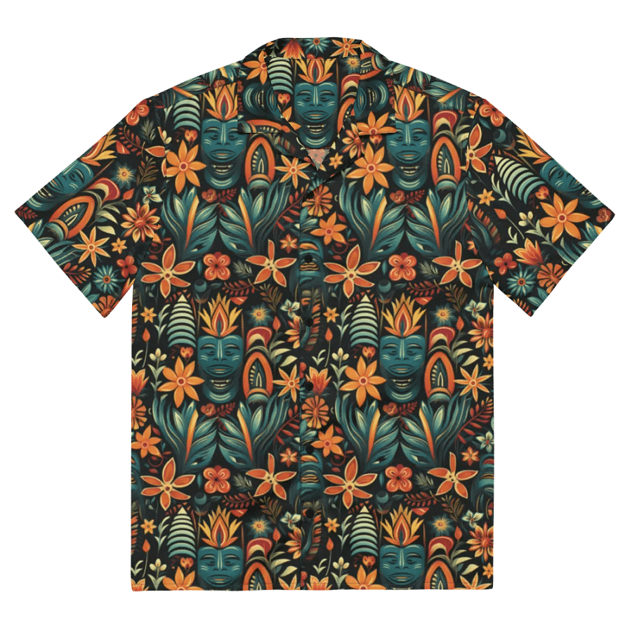 Tribal Floral Tiki Hawaiian Shirt product image (3)