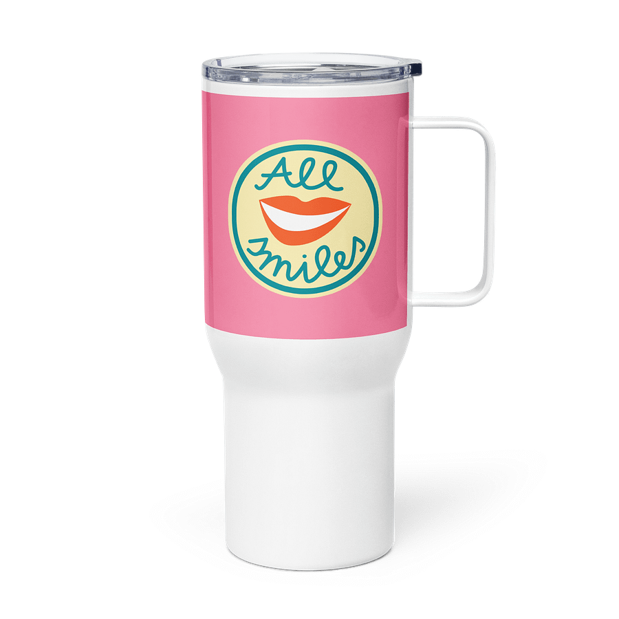 All Smiles Pink Insulated Travel Mug with a Handle product image (3)