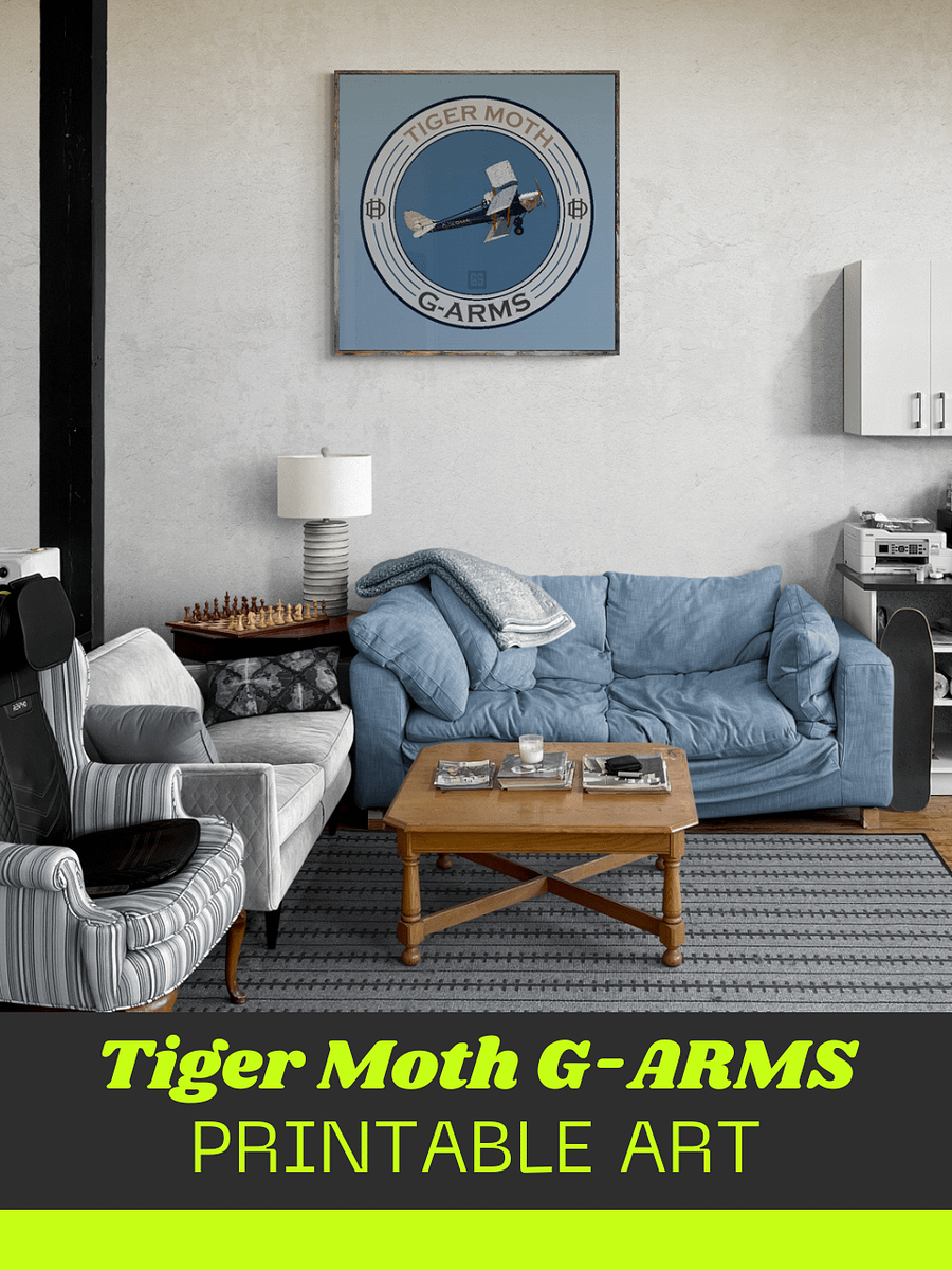 Tiger Moth G-ARMS Printable Aviation Wall Art Square Size Special Edition Blue Emblem product image (3)