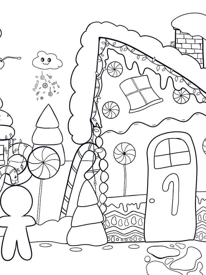 Sweet Gingerbread House Coloring Page product image (1)