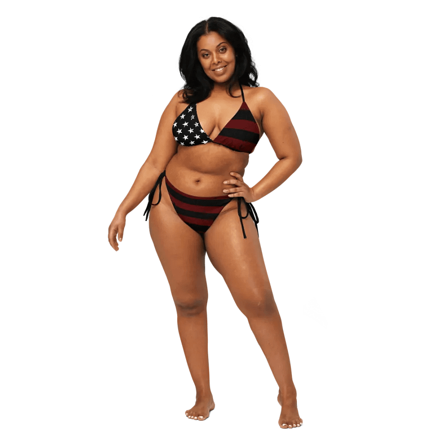 Distressed Red and Black Americana String Bikini product image (8)