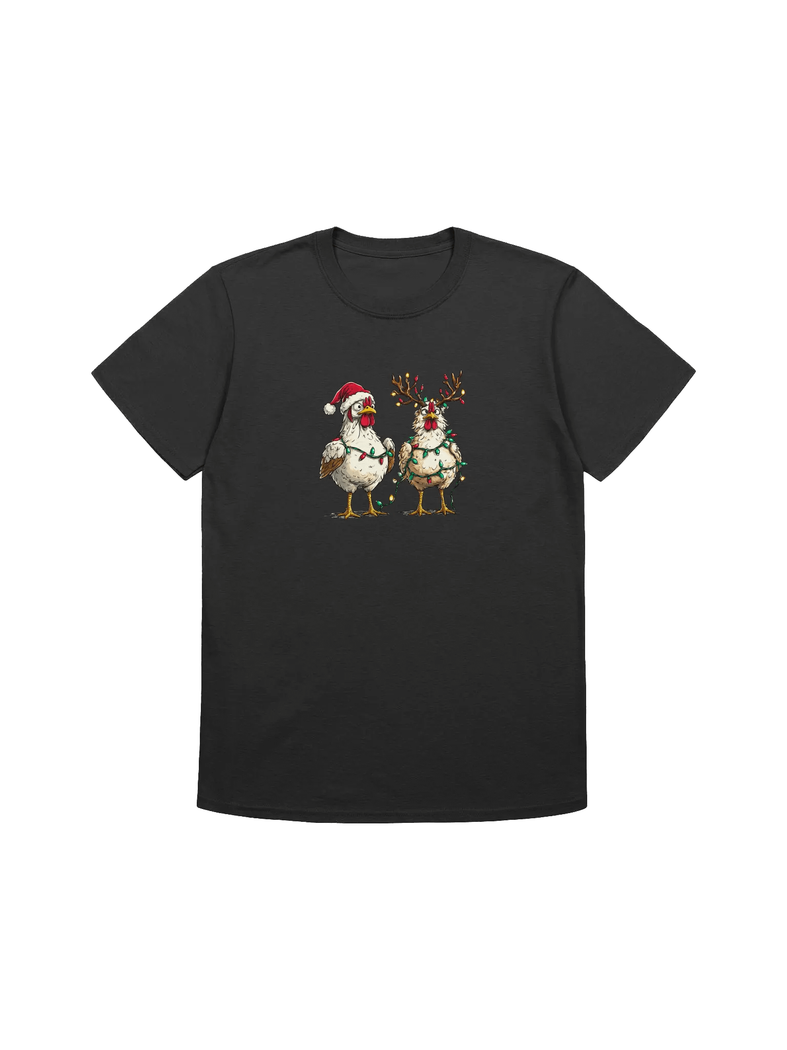 Santa's Christmas Chickens Funny Unisex Christmas T-Shirt product image (3)