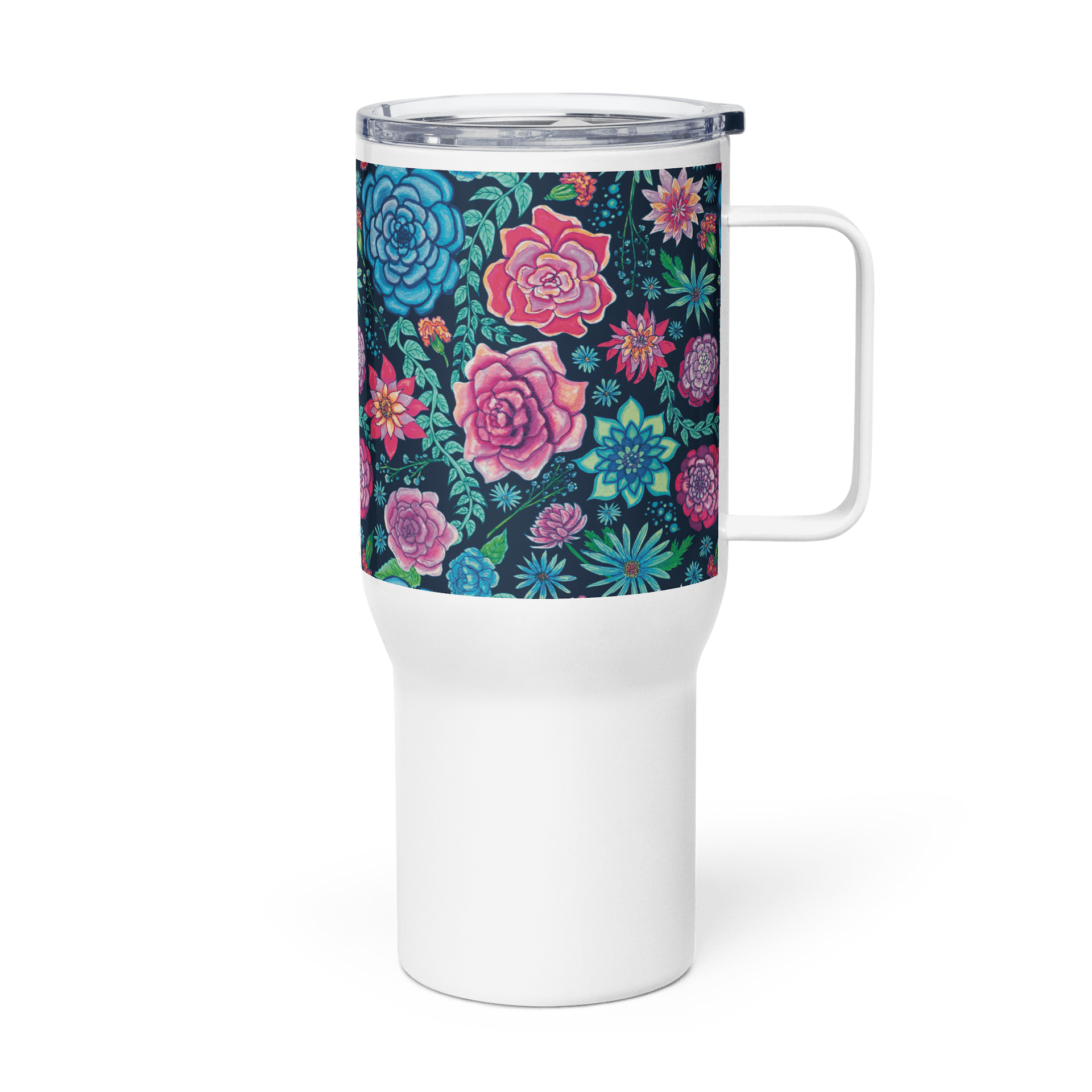 Coastal Blooms | 25oz/40oz Travel Mug | 🌊☕ | Allcolor 267 Stainless Steel Mug with Handle | Insulated, Spill-Proof | by MONIQUE FAELLA DESIGNS™ product image (3)