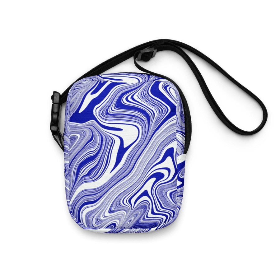 Utility Crossbody Bag - Blue and White Liquid Swirls product image (7)
