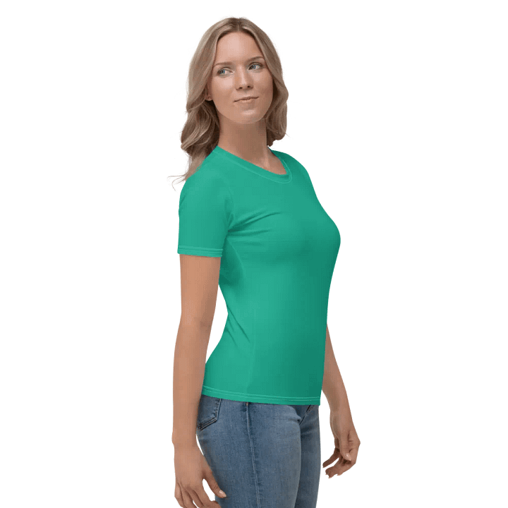 Plain Medium Sea Green Light Summer Women's Crewneck Polyester Heavyweight Premium T-Shirt by Treasure Pie product image (2)