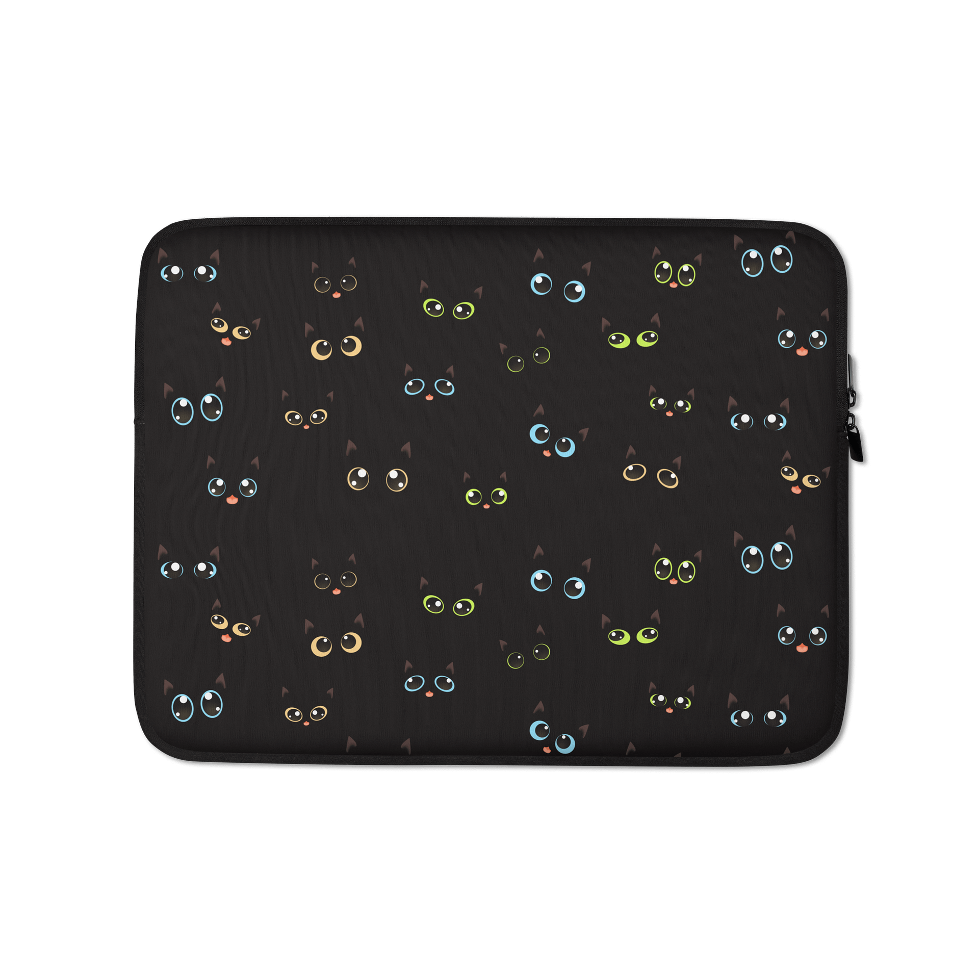 Black Cat Multicolor Eyes Laptop Sleeve product image (1)