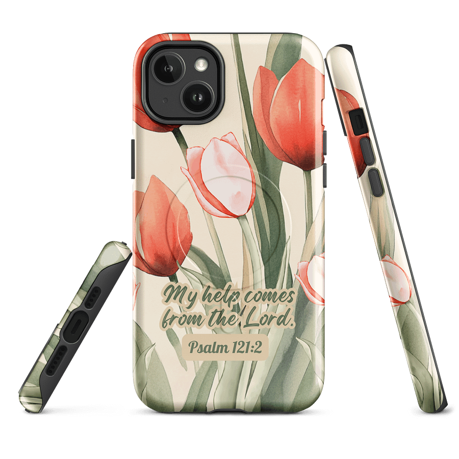 My Help comes from the Lord Psalm 121:2, Inspirational Gift, Tough iPhone Magnetic Case Scripture, Sunflower Bible Verse, MagSafe® iPhone® Tough Case, iPhone 14, iPhone 15, iPhone 16, Pro, Pro Max, Pl product image (1)