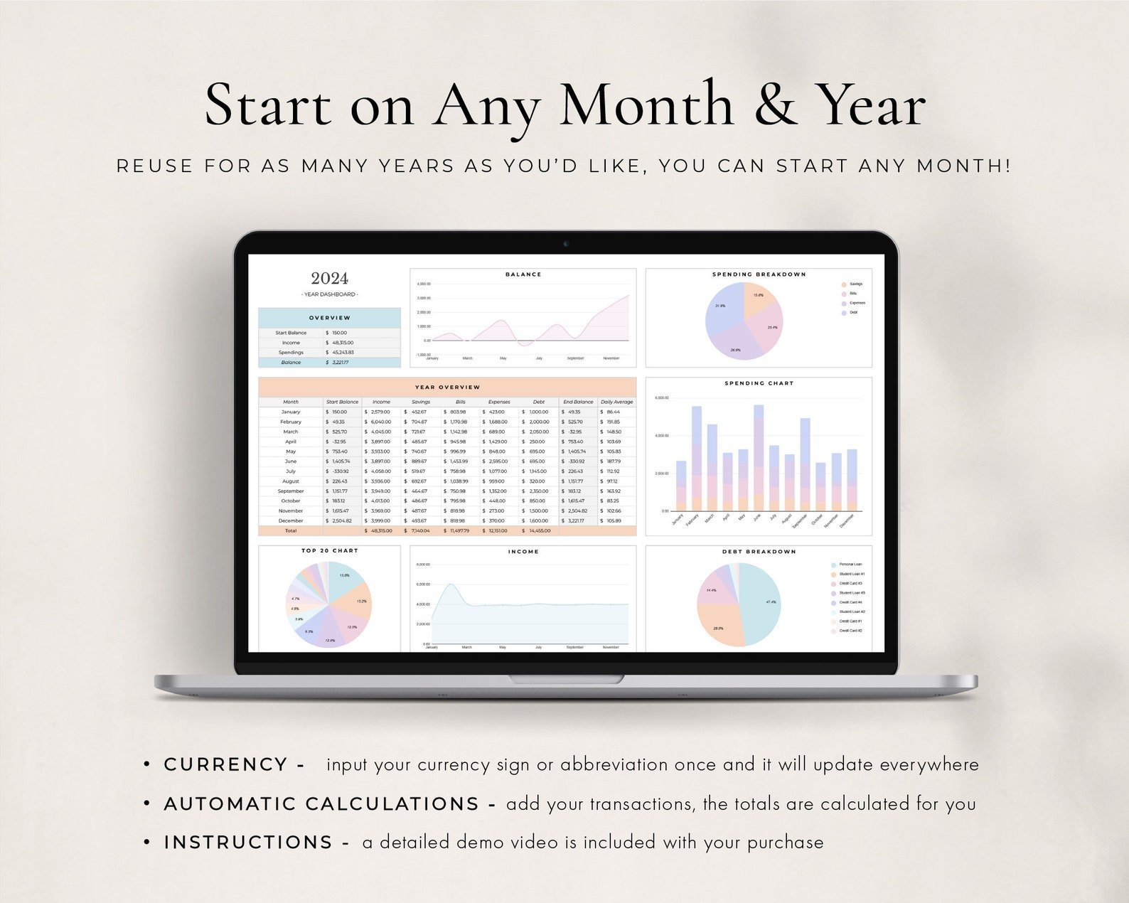 Annual Budget + Spreadsheet for Google Sheets product image (9)