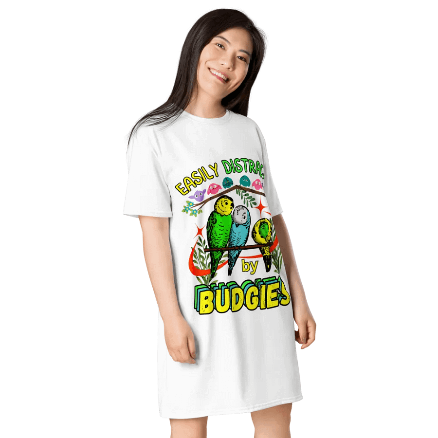 Easily Distracted By Budgies Party T-Shirt Dress product image (3)