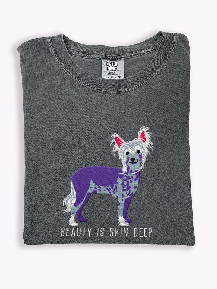 Beauty Is Skin Deep T-Shirt(Embroidered) of a Chinese Crested Dog product image (1)