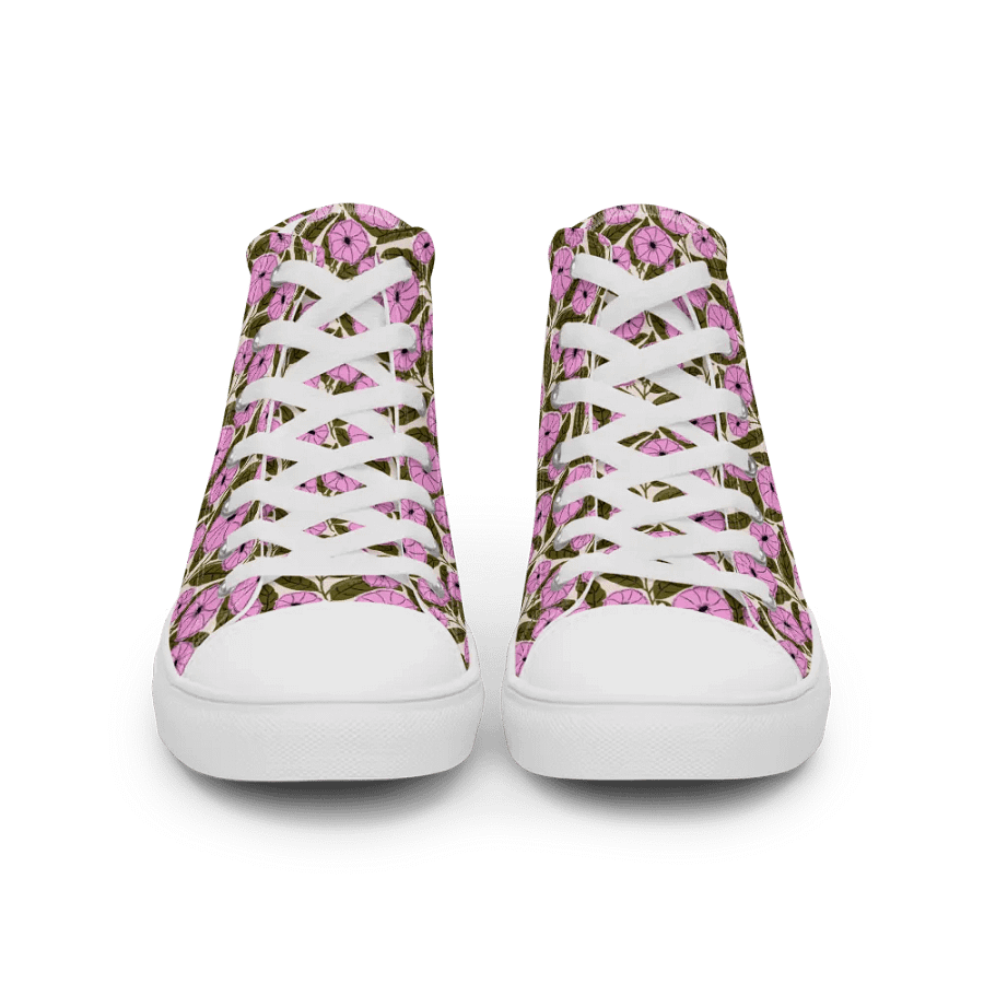Dipladenia Dreams - Pink and Green - Women High Top Canvas Shoes product image (4)