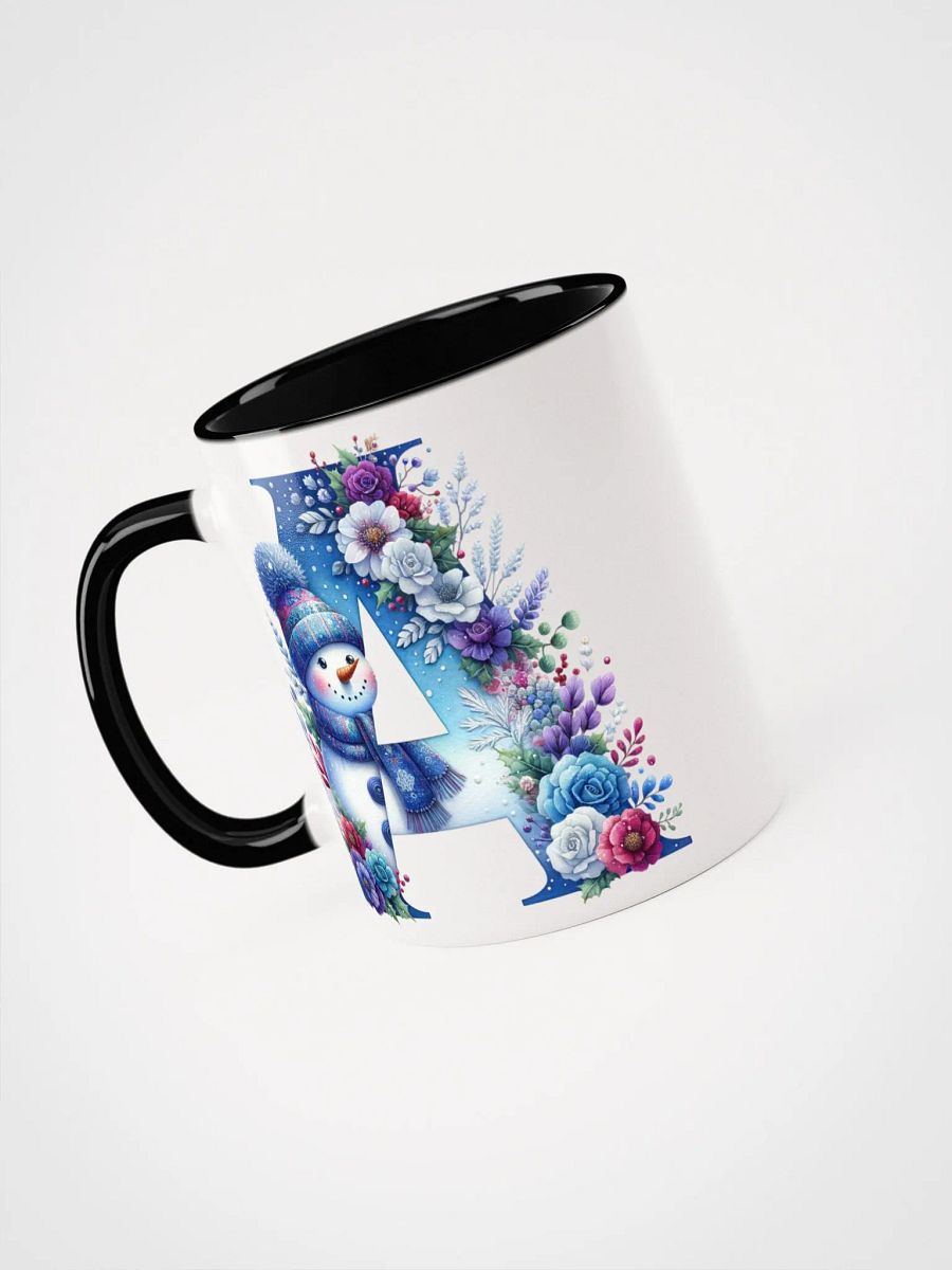 Letter A Christmas Winter Snowman red, white and blue Ceramic Mug product image (4)