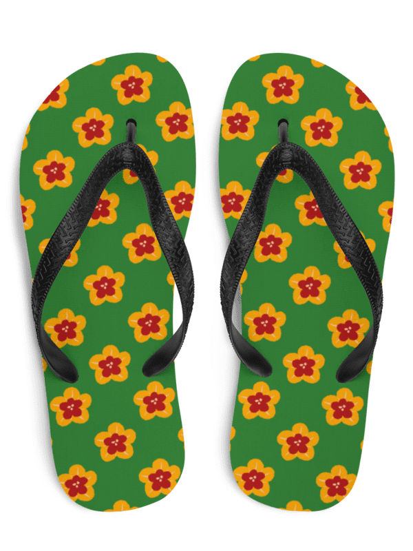 Flowers on Green Flip Flops product image (1)