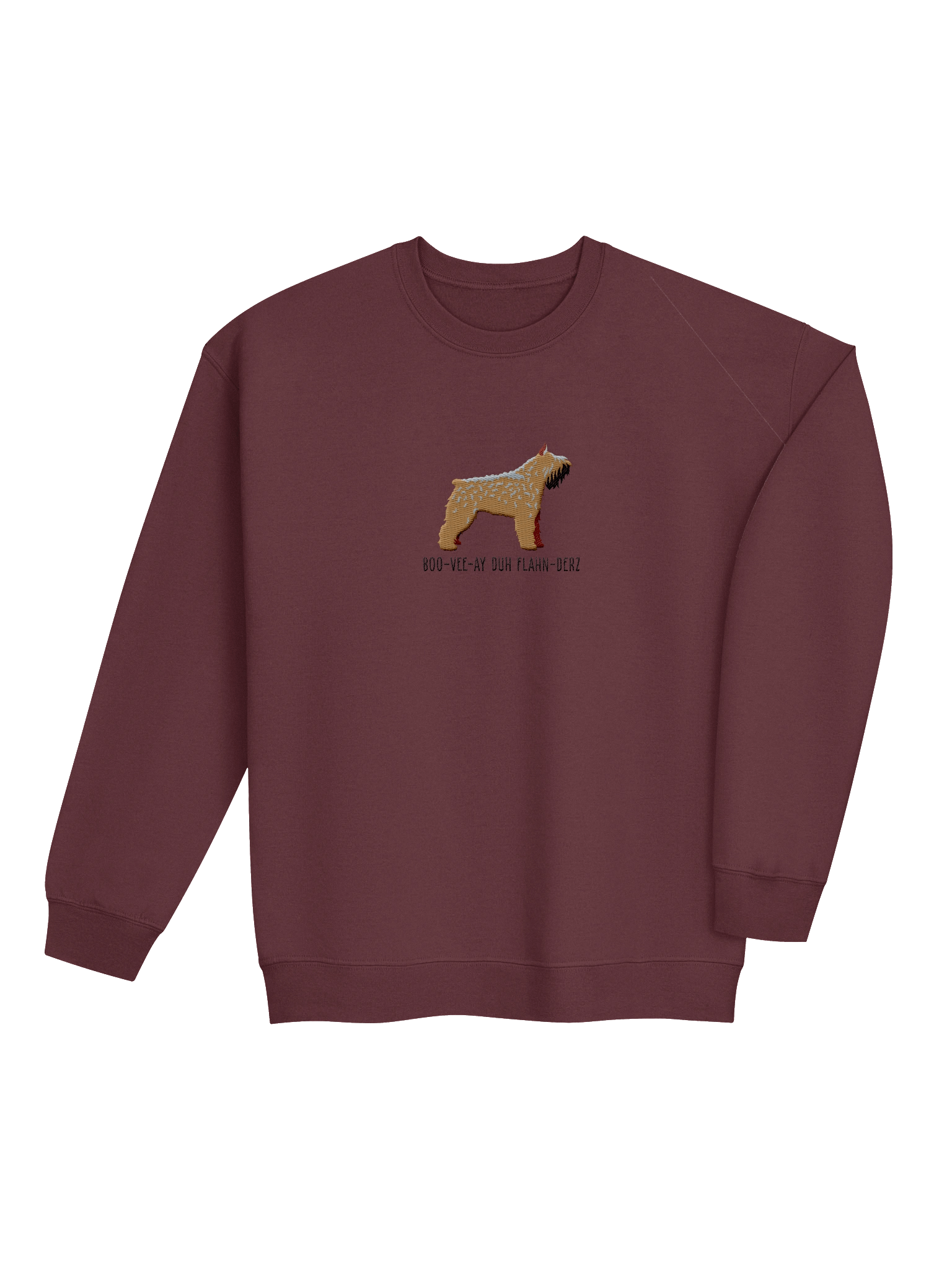 Boo-Vee-Ay Duh Flahn-Derz Sweatshirt (Embroidered) of a Bouvier Des Flandres(Tan, Cropped Ears) product image (21)