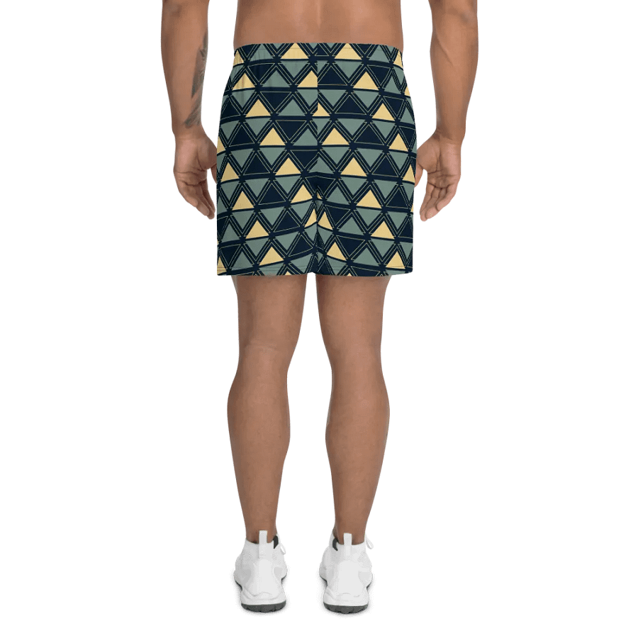 Triangulated Night Geometric All Over Print Athletic Long Shorts product image (7)