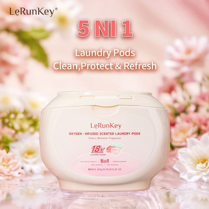 【20 cans,500pods】Lerunkey Oxygen-Infused Scented Laundry Pods 18x Cleaning Power Long-Lasting Fragrance product image (1)