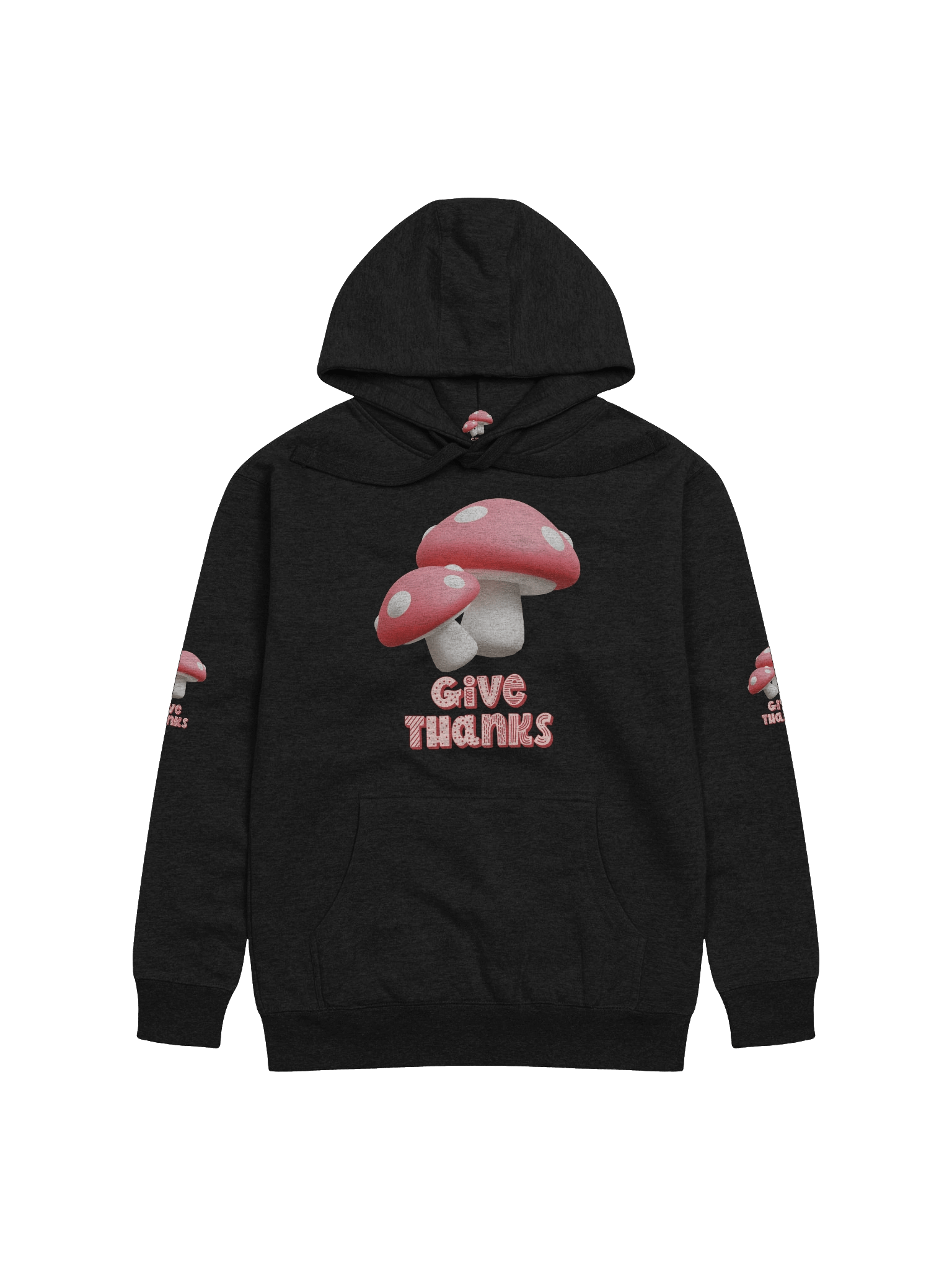 Give Thanks Hoodie – Mushroom Typography | Thanksgiving Season product image (12)