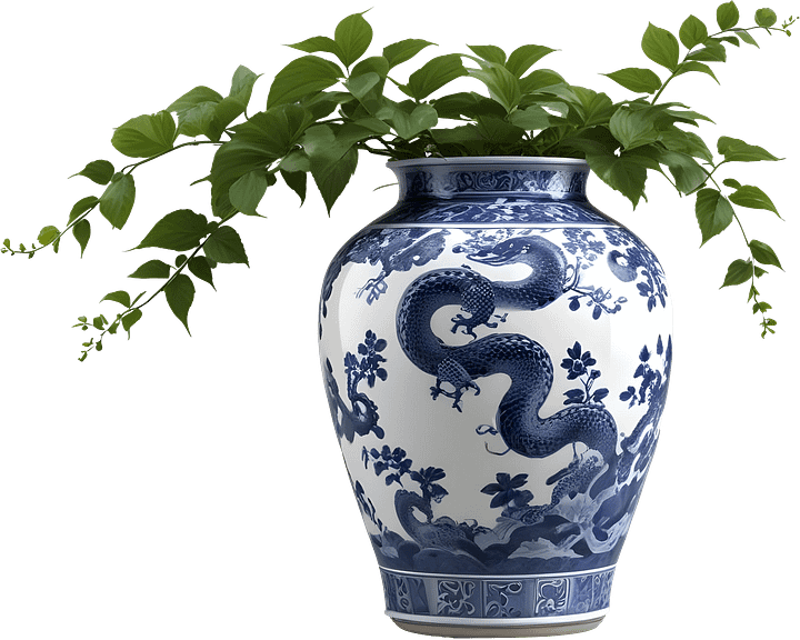 Chinese Art – Dragon Vase Illustration for scene creator PNG product image (1)