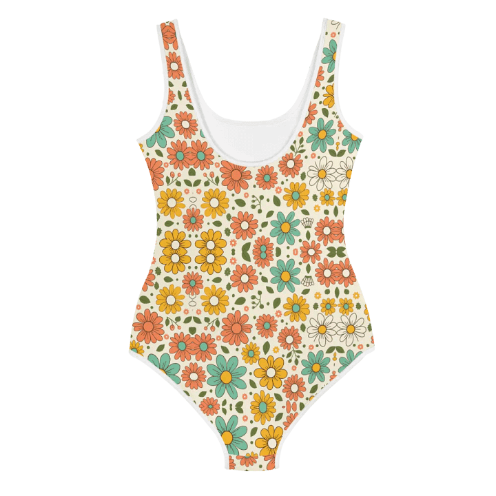 Retro Bloom Youth One-Piece Swimsuit – Fun Florals for Sunny Days product image (2)