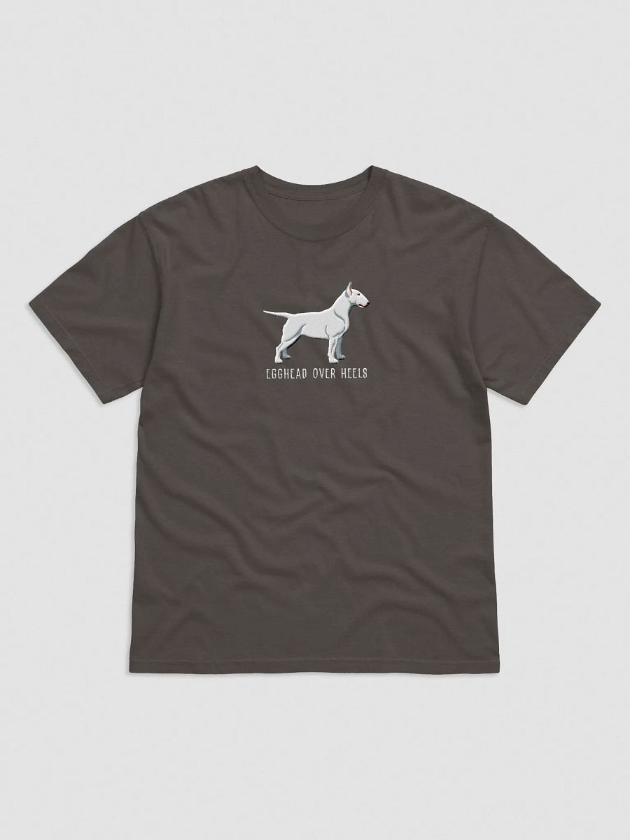 Egghead Over Heels T-Shirt(Embroidered) of an English Bull Terrier(White) product image (1)
