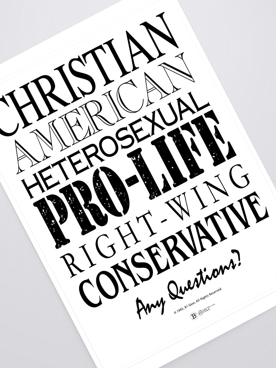 Christian American, Stickers. Patriotic Conservative Christian, Pro Life Right Wing, Heterosexual American Pride, Stickers. product image (2)