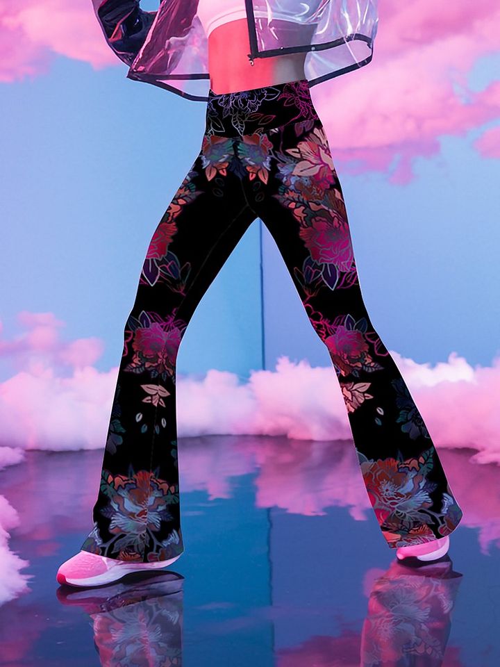 Black lace-flare leggings product image (2)