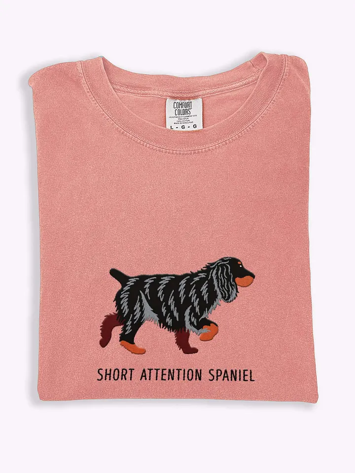 Short Attention Spaniel T-Shirt(Embroidered) of a Cocker Spaniel(Black & Tan) product image (1)