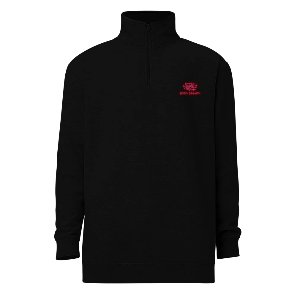 BUSY-BRAINED (rose design) embroidered quarter zip product image (2)