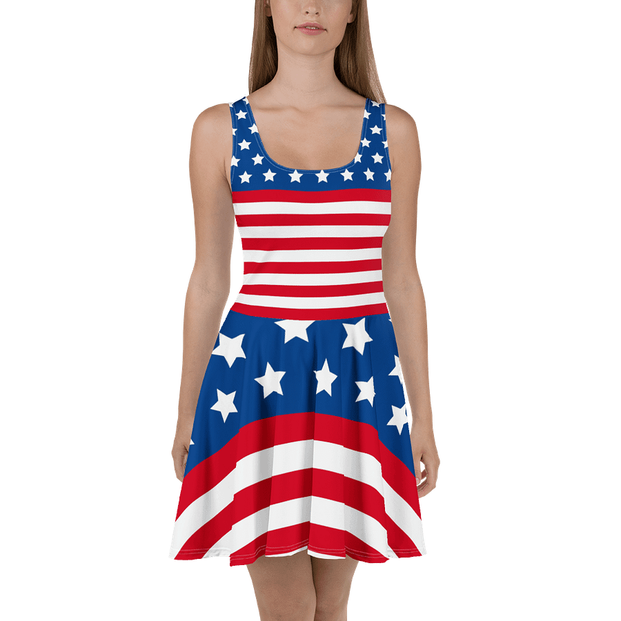 Patriotic American Flag Skater Dress - All-Over Print Design product image (2)
