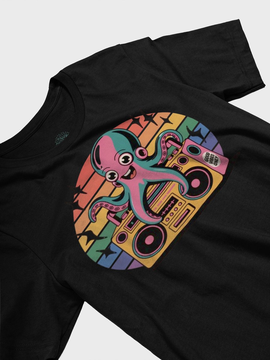 Unisex Supersoft Retro Octopus T-shirt with Boombox Design - Good Vibes Only | Graphic Grove product image (28)