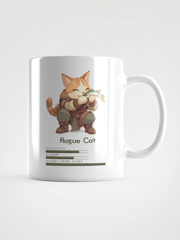 RPG Rogue Cat white ceramic mug 11oz 15oz 20oz for gamers and cat lovers product image (1)