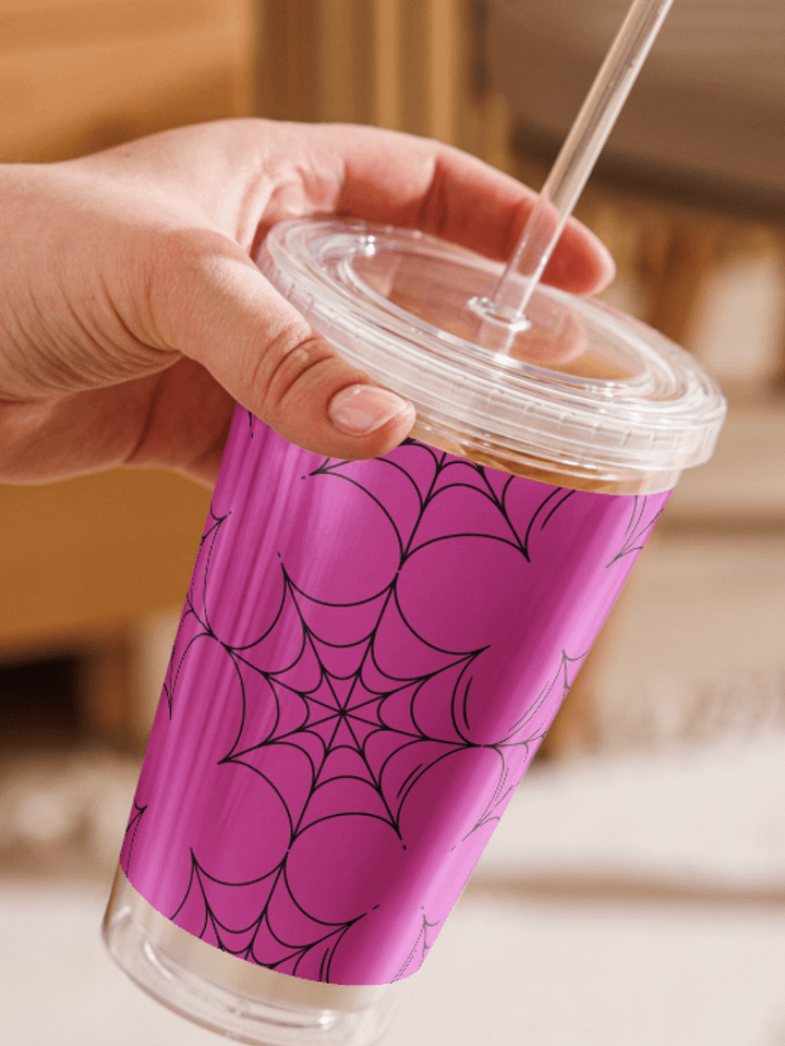 Spooky Spider Web Plastic Tumbler product image (1)