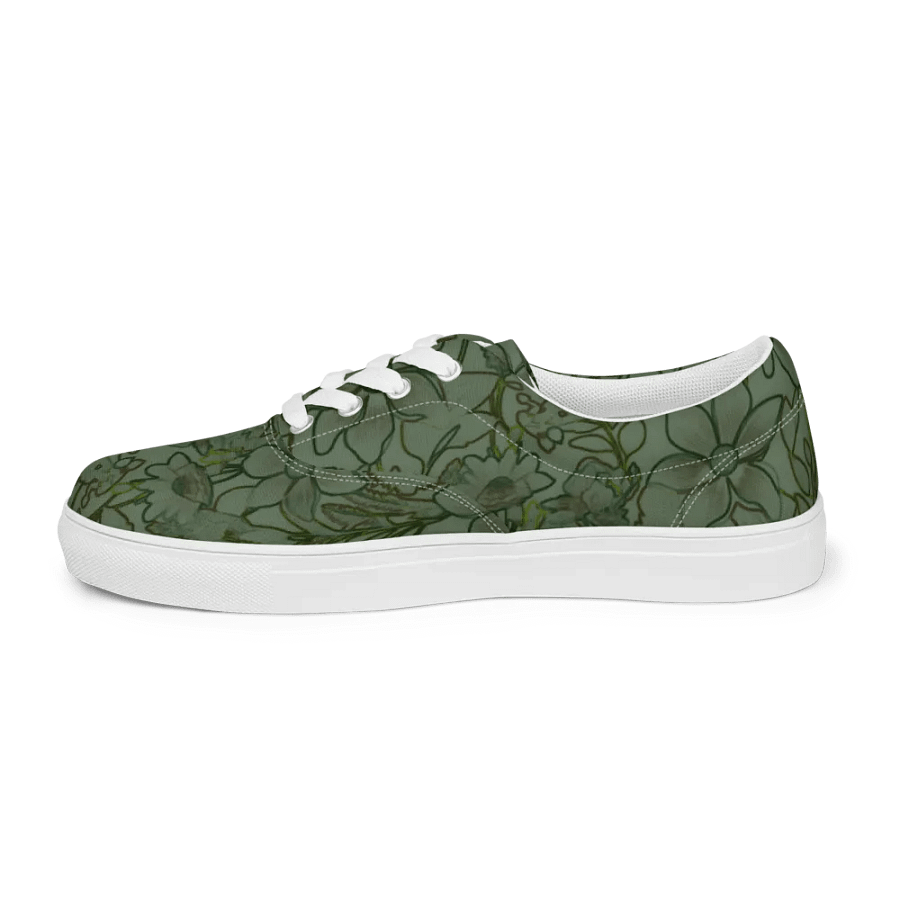 Line art Green and Dark green Floral/Women's Lace-Up Canvas Shoes by Allcolor product image (4)