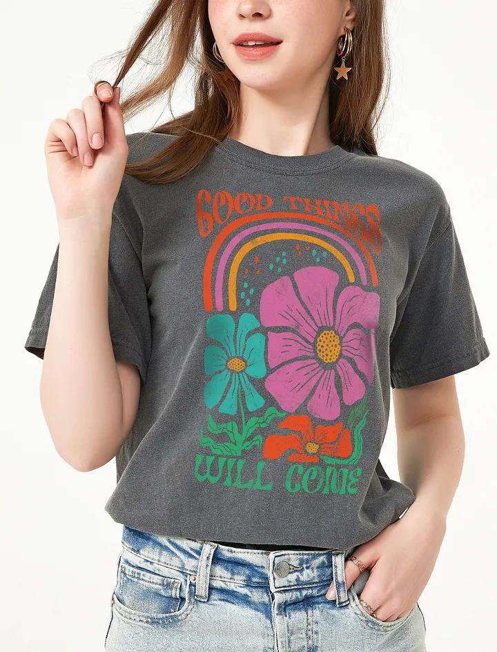 Good Things Will Come Boho Retro Disco Flowers | Aesthetic, Hippie, Psychedelic & Motivational Tees product image (2)