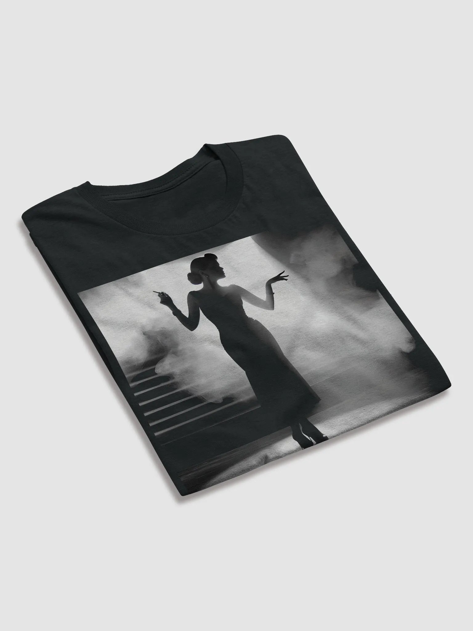 Elegance in Shadow: The Noir Chanteuse (Front Print Womens Tee) product image (4)