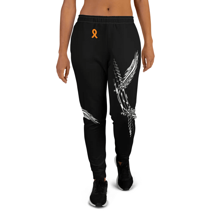 White HApex Gear White Logo Cancer Awareness Orange Ribbon. Black Women's Joggers product image (2)