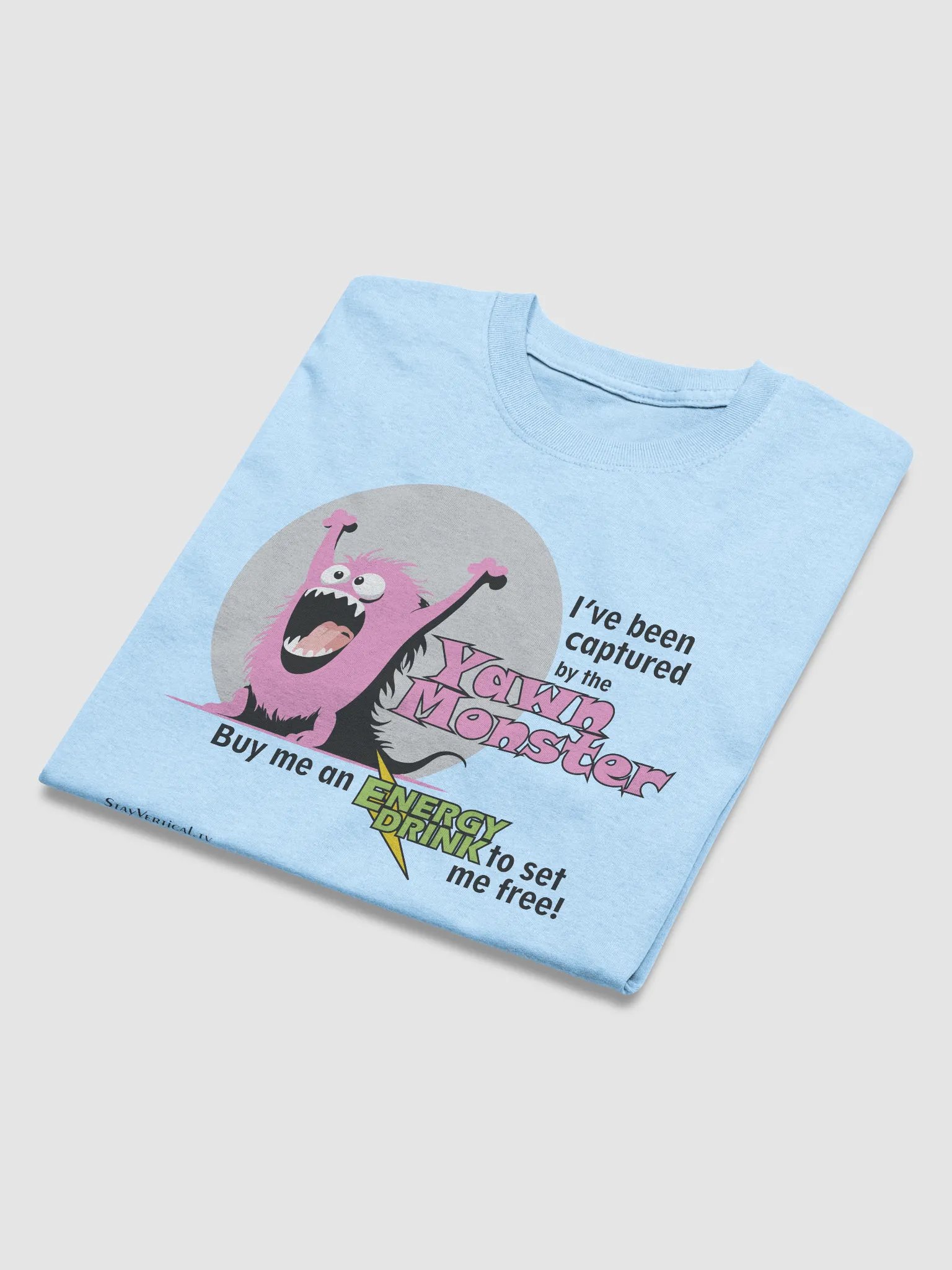 Pink Yawn Monster Buy Me a Energy Drink light t-shirt product image (16)