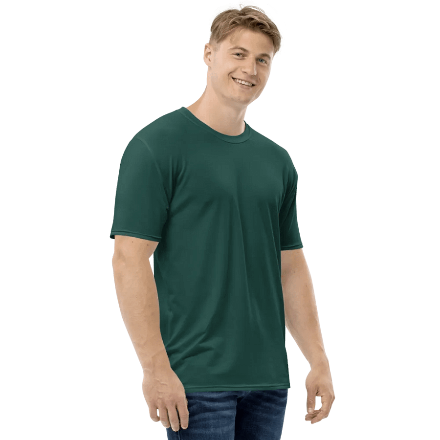 Plain Dark Green Soft Summer Men's Crewneck Polyester Heavyweight Premium T-Shirt by Treasure Pie product image (6)