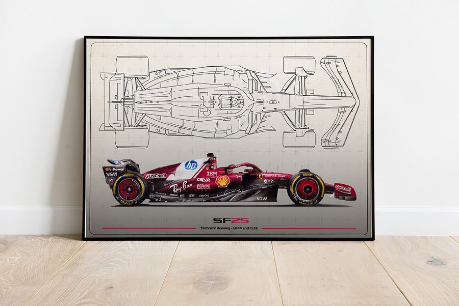 DIGITAL SF-25 technical drawing Scuderia Ferrari, Leclerc and Hamilton F1, Formula-1, F1 Posters, F1 Art, Formula 1 Wall Art, Gifts for Him, Motorsport product image (2)