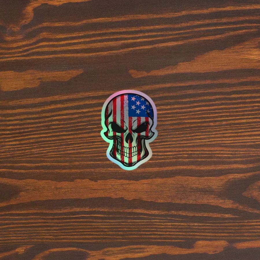 USA Patriotic Skull Holographic Sticker Set product image (5)
