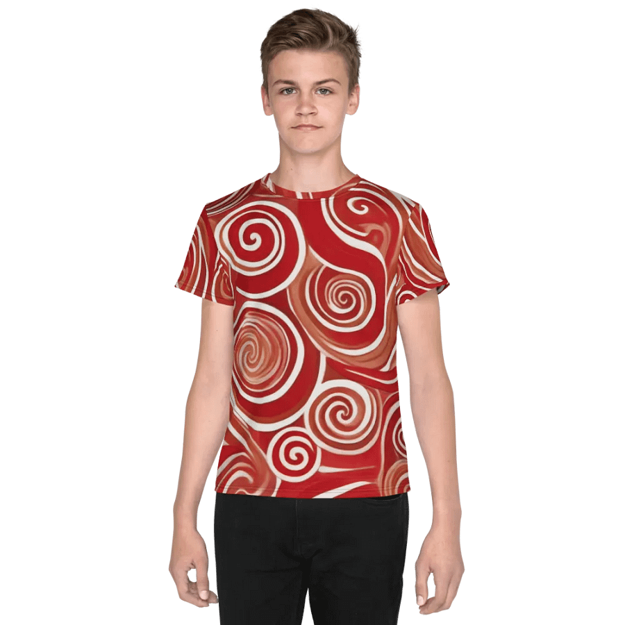 Funky Cherry Swirls Liquid Tie-Dye Youth Crew Neck Tee product image (6)