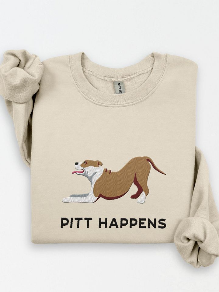 Pitt Happens Sweatshirt (Embroidered) of a Pitbull Terrier product image (1)