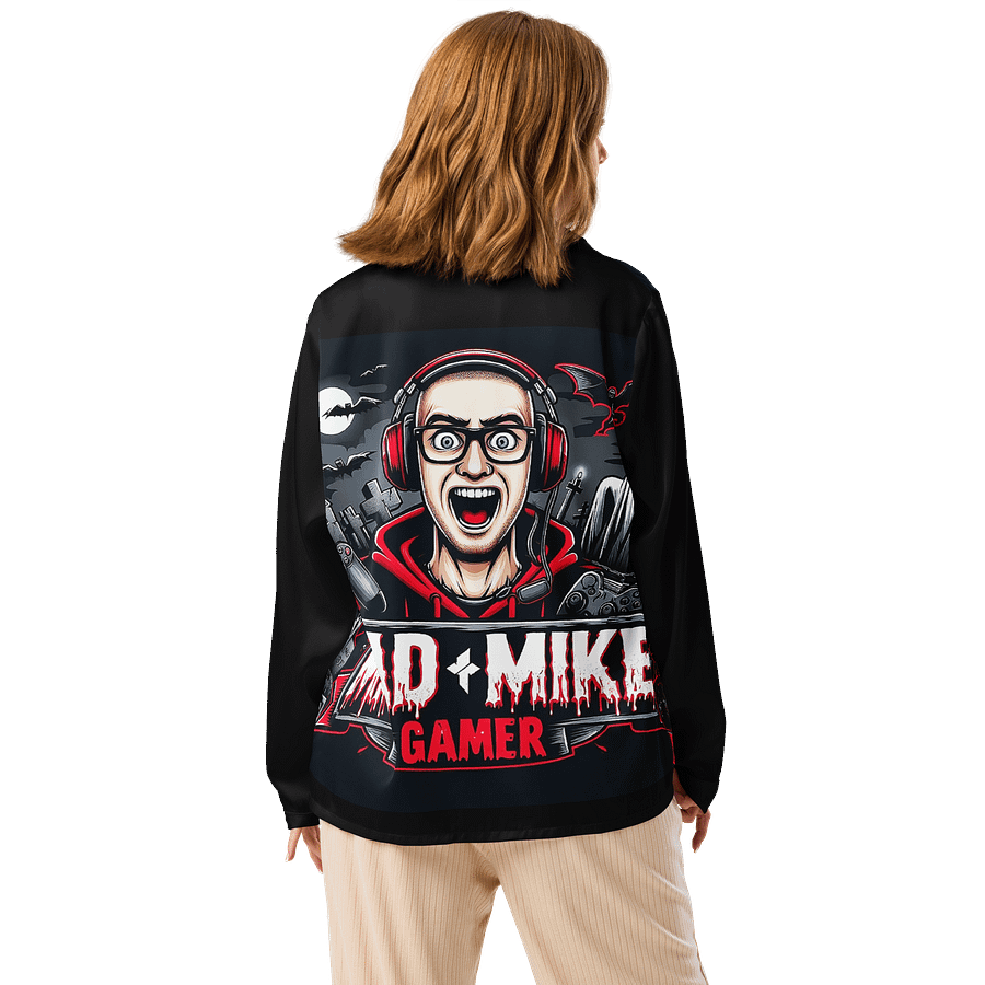 Spooky Gamer Caricature Long Sleeve Pajama Top product image (2)