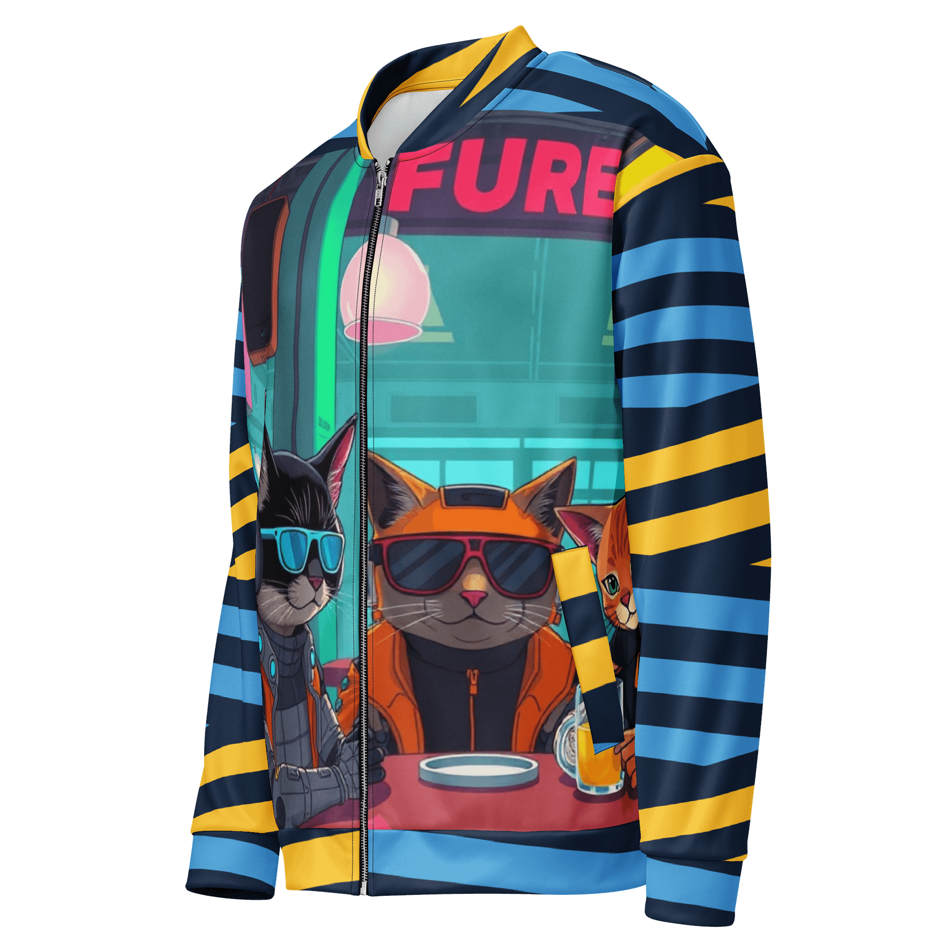 Futuristic Bomber Jacket Vibes-Cyberpunk Cat Crew product image (3)