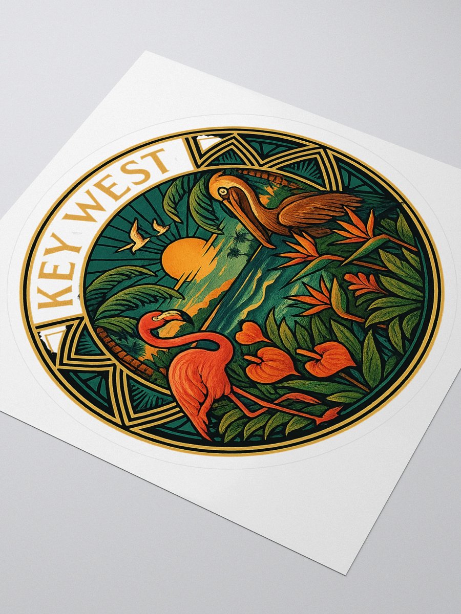 Kiss-Cut Key West Tropical Sticker with Pelican and Flamingo product image (3)