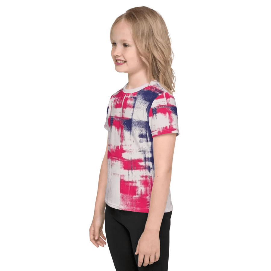 Kids Crew Neck T-Shirt Red Blue All-Over Print product image (3)